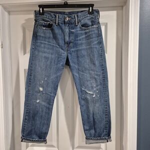 Vince Jeans Womens 28 Union Slouch‎ Boyfriend Cropped Japanese Selvedge Denim